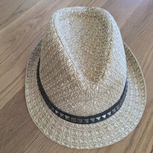 NEW*** Tan Straw Fedora with Studded Belt